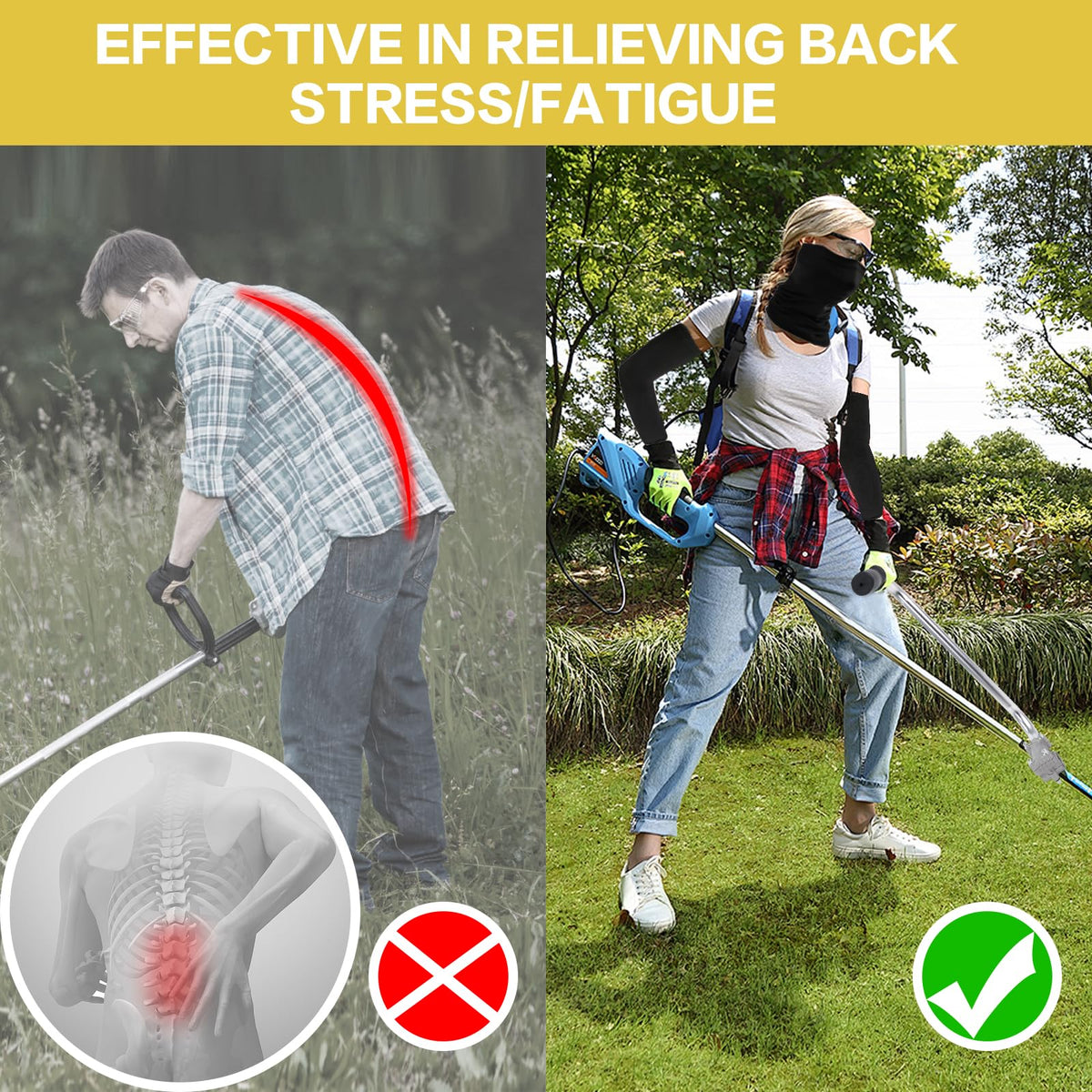 LOVYNO weed eater handle angle adjustment for precise trimming.