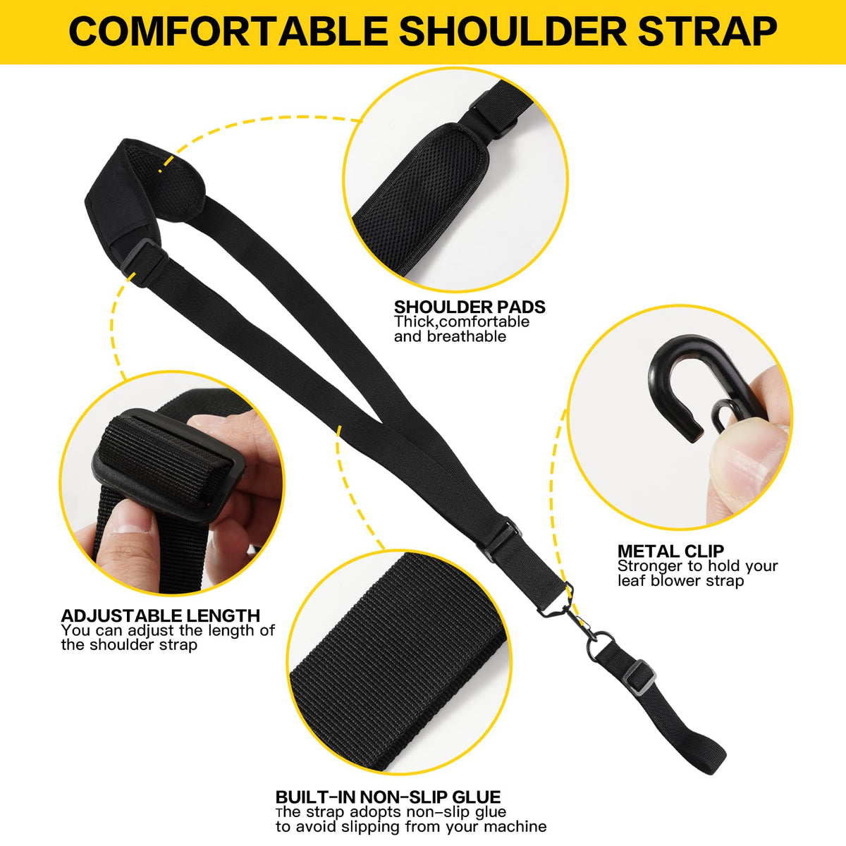 LOVYNO weed eater handle with strap and accessories reduces fatigue on long jobs.