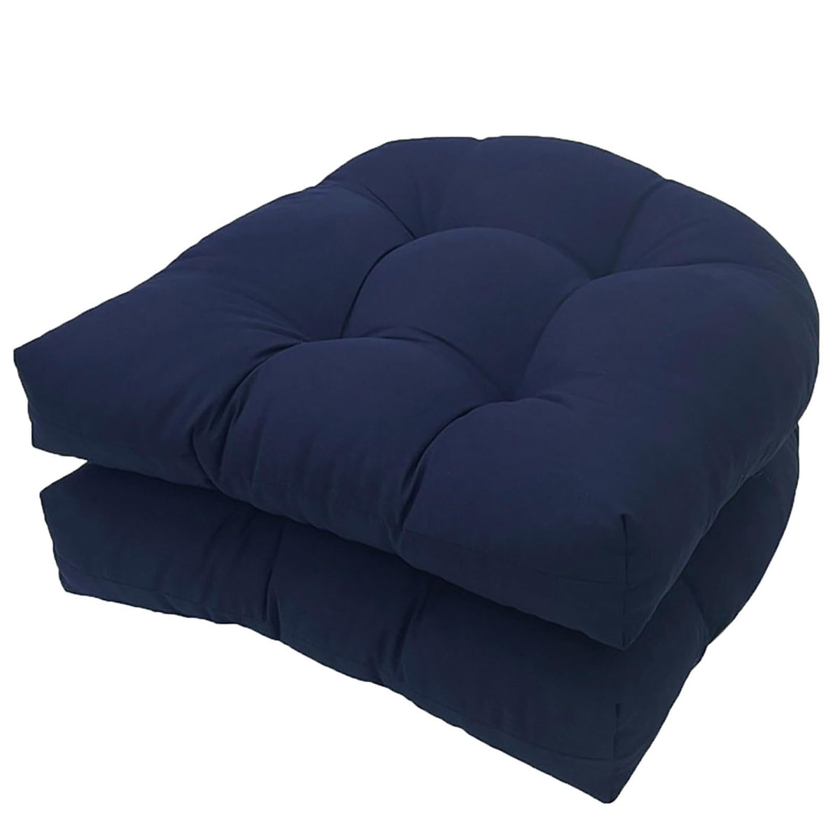 LOWEMN navy waterproof chair cushions set 2 with tufted texture for outdoor seating.