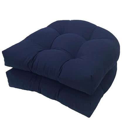LOWEMN navy waterproof chair cushions set 2 with tufted texture for outdoor seating.