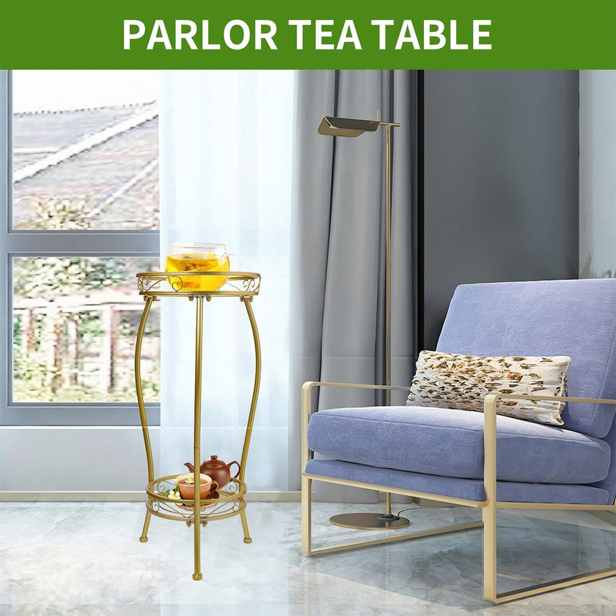 LOYAL TIGER indoor balcony use with plants and decor on golden rack