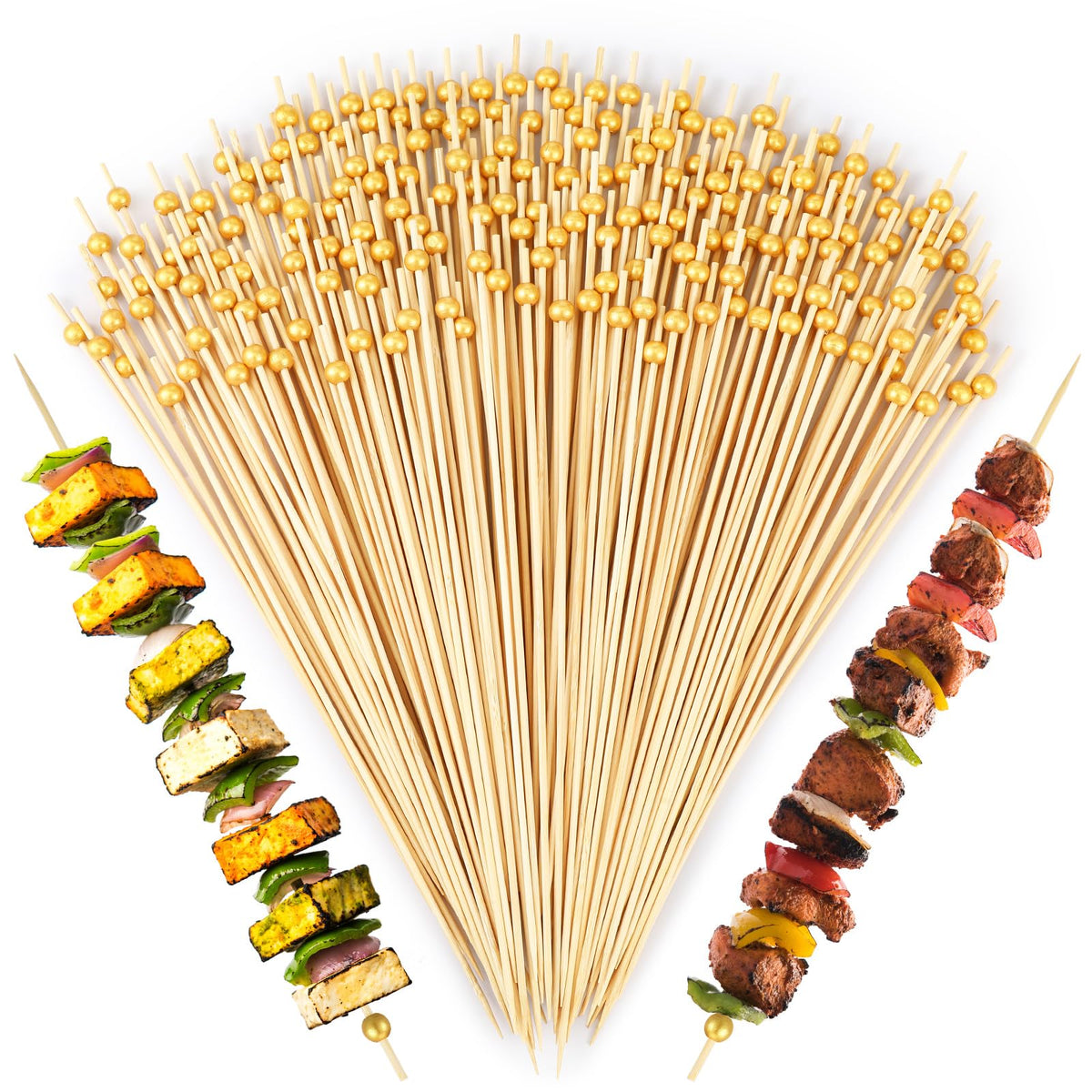 LOYIM 100-piece 12-inch gold cocktail picks for elegant appetizers at celebrations