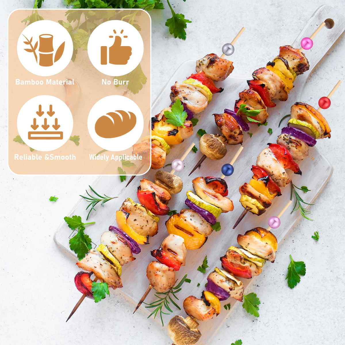 LOYIM bamboo skewers for appetizers long 8 inches holding cheese and fruit
