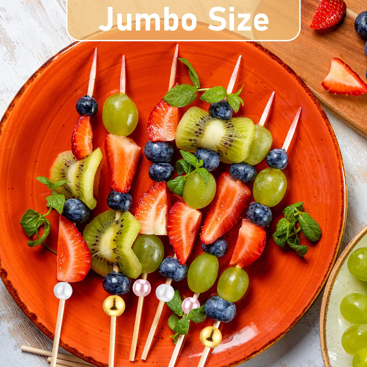LOYIM durable bamboo skewers support heavier bites for barbecues and picnics.