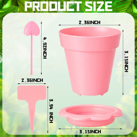 LOYIM pink small flower pots with trays keep seedlings organized