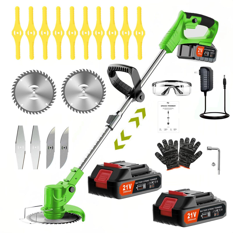 LPFGSLF Weed Wacker dual-battery setup supports extended cordless use.