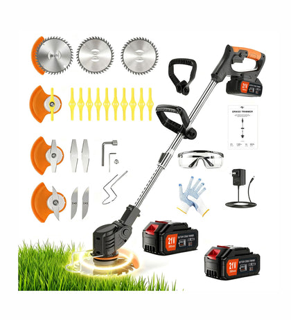 LPFGSLF Weed Wacker with two batteries for extended outdoor runtime.