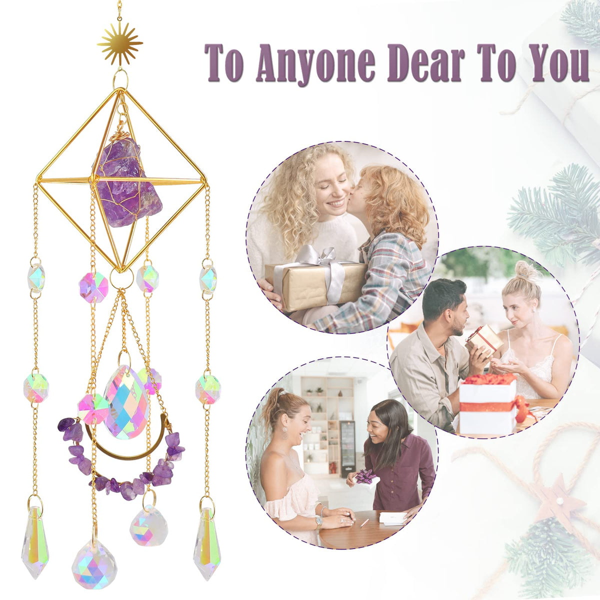 LPKADQA gift-ready amethyst suncatcher perfect for holidays and celebrations.