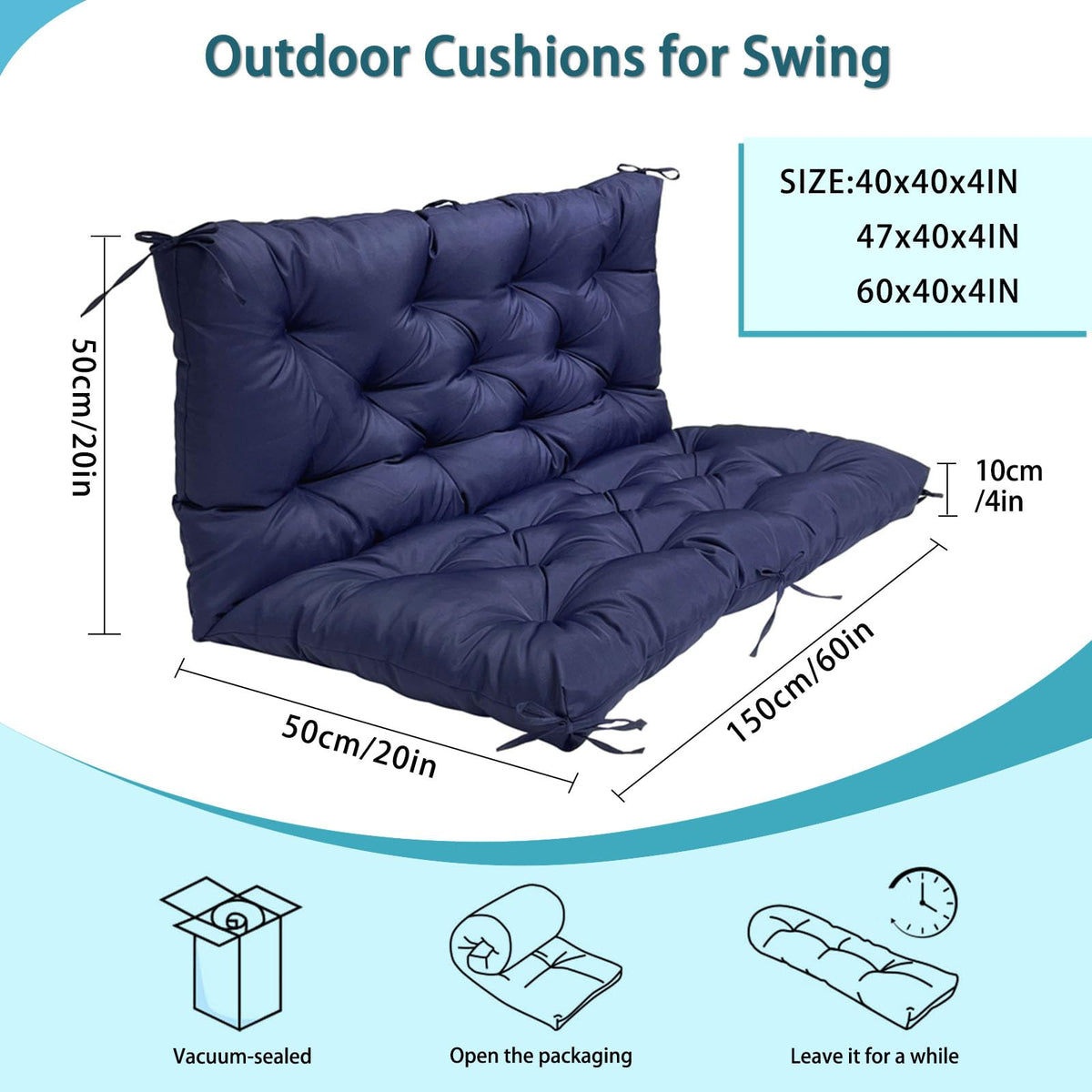 LQQSDPJ swing cushion 47x40 with backrest for relaxed lounging.