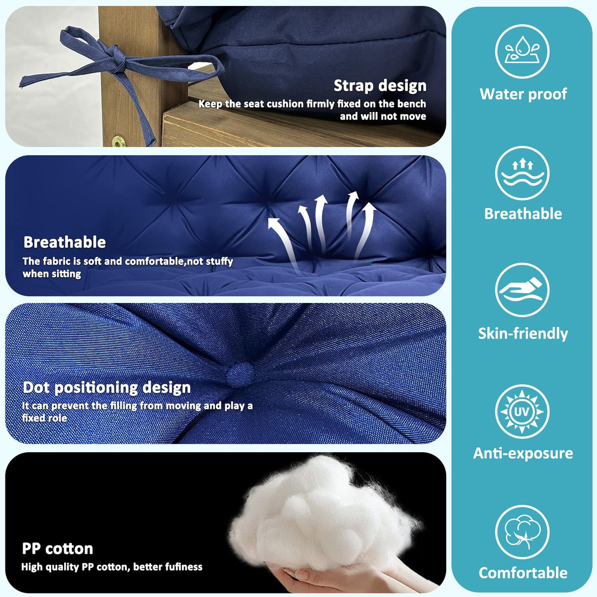 LQQSDPJ swing cushion 60x40 for two with plush comfort.