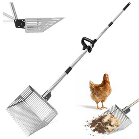 LQWY adjustable chicken poop scooper with 24-70in reach for easy coop cleaning