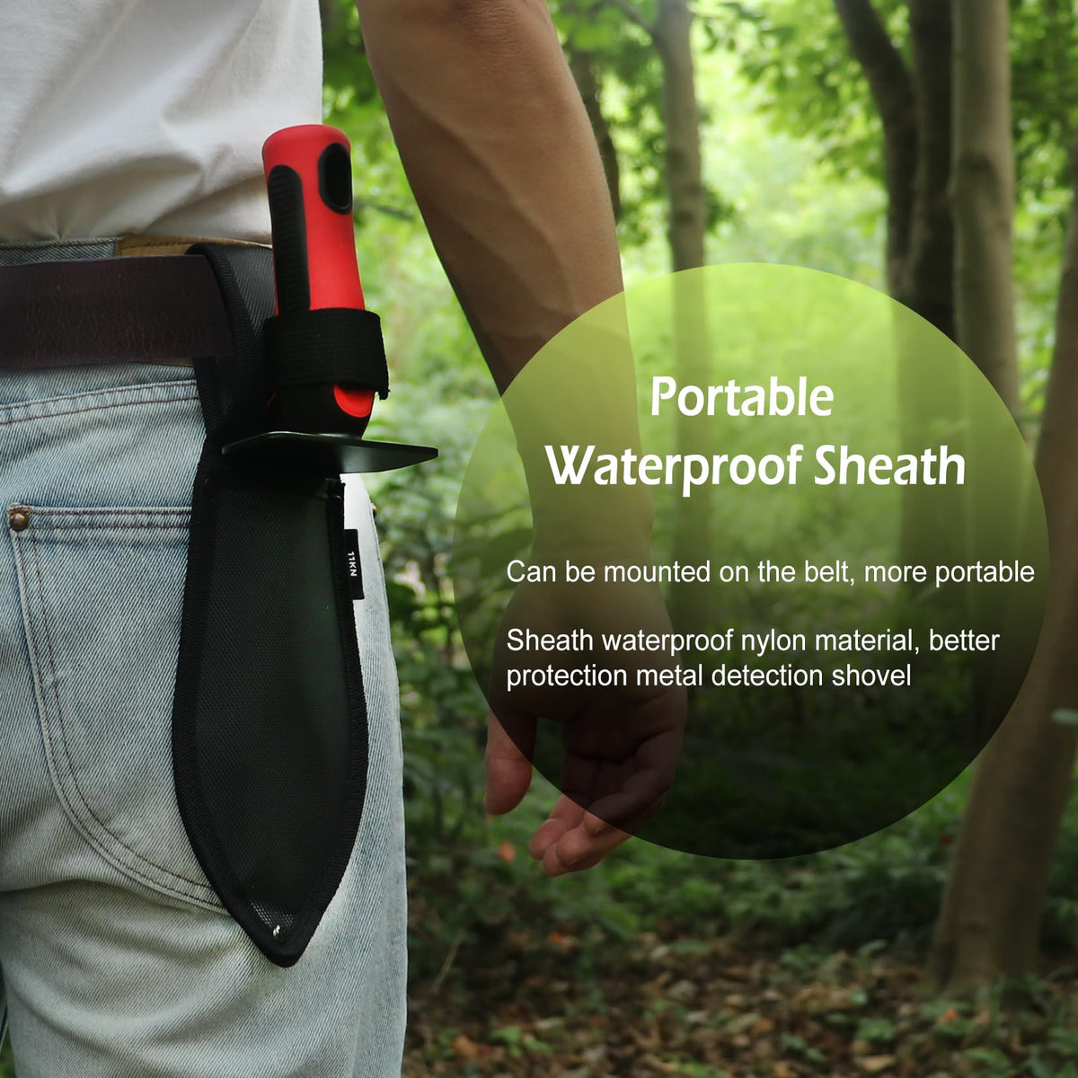 High-density nylon sheath with belt loop for easy carry.