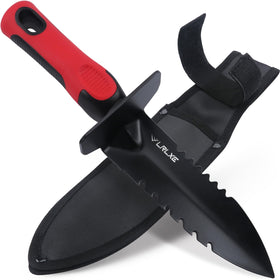 LRLXE metal detector shovel with serrated edge for precise digging.