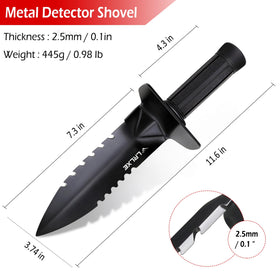 LRLXE metal detector shovel belt-sheath attachment keeps tool accessible during searches.