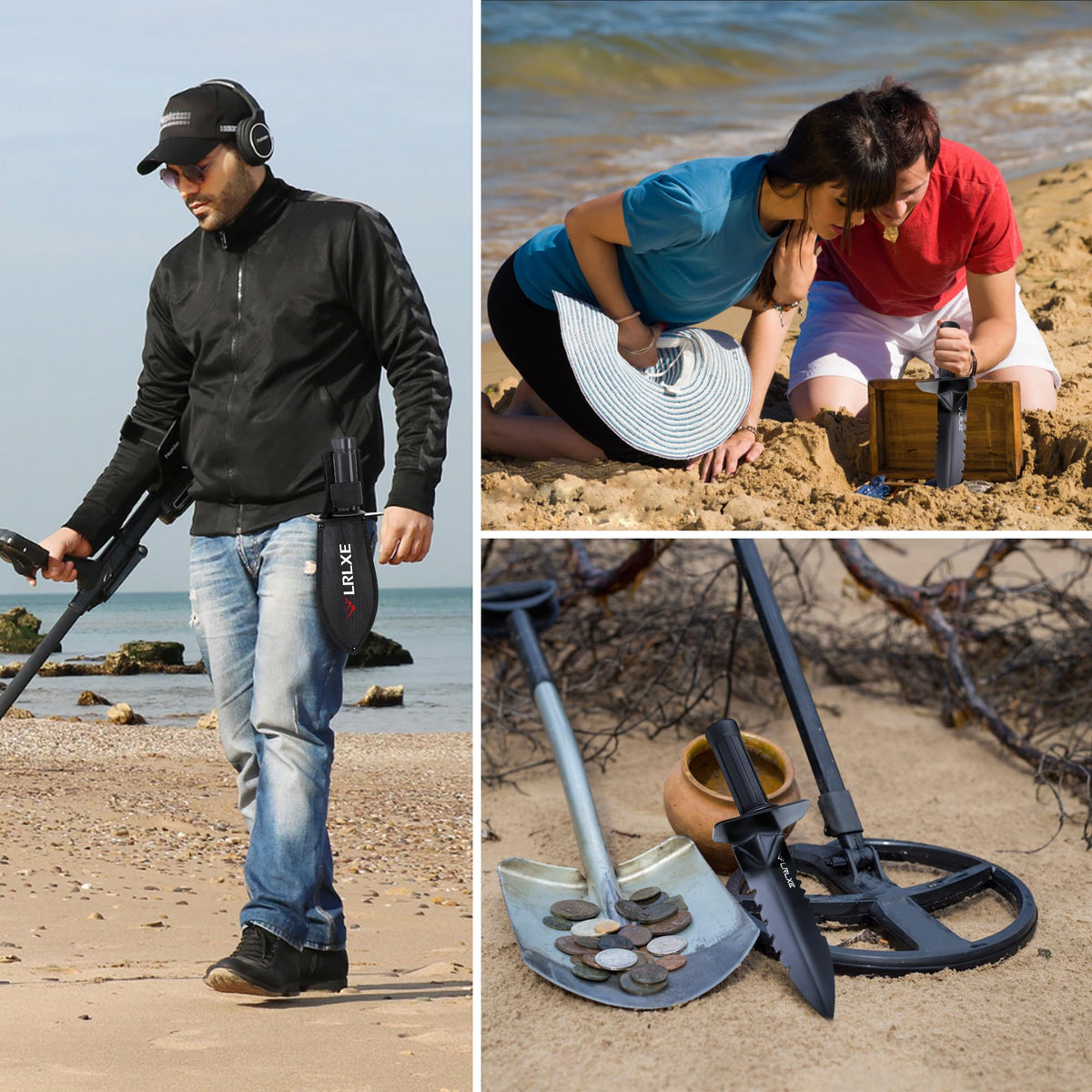 LRLXE multi-function digger supports metal detecting, gardening, and planting tasks.