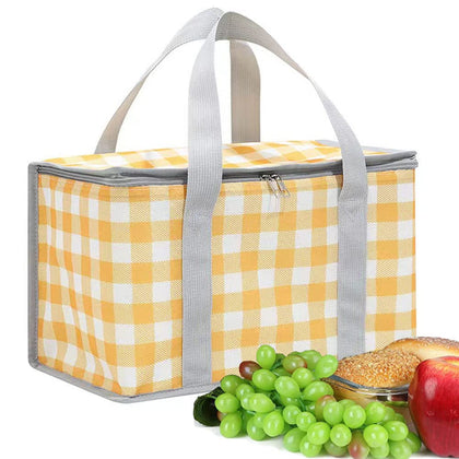 LRUUIDDE insulated picnic bag top zipper for easy access and temperature control.