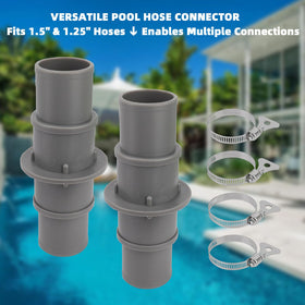 LRWZOV pool hose adapter delivers universal compatibility for 1.25 and 1.5 inch hoses.