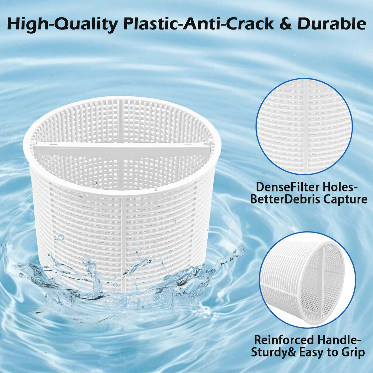 LRWZOV pool skimmer basket installed in skimmer compartment demonstrates compatibility with Hayward and Aladdin units.