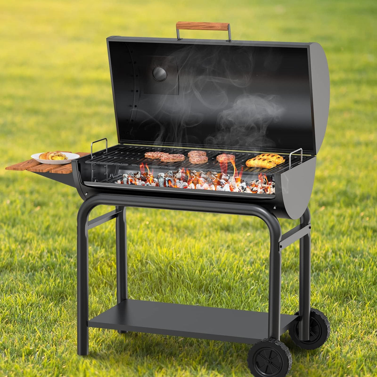 LS'BABQ ash pan measures 27 by 13.25 inches for precise fit.