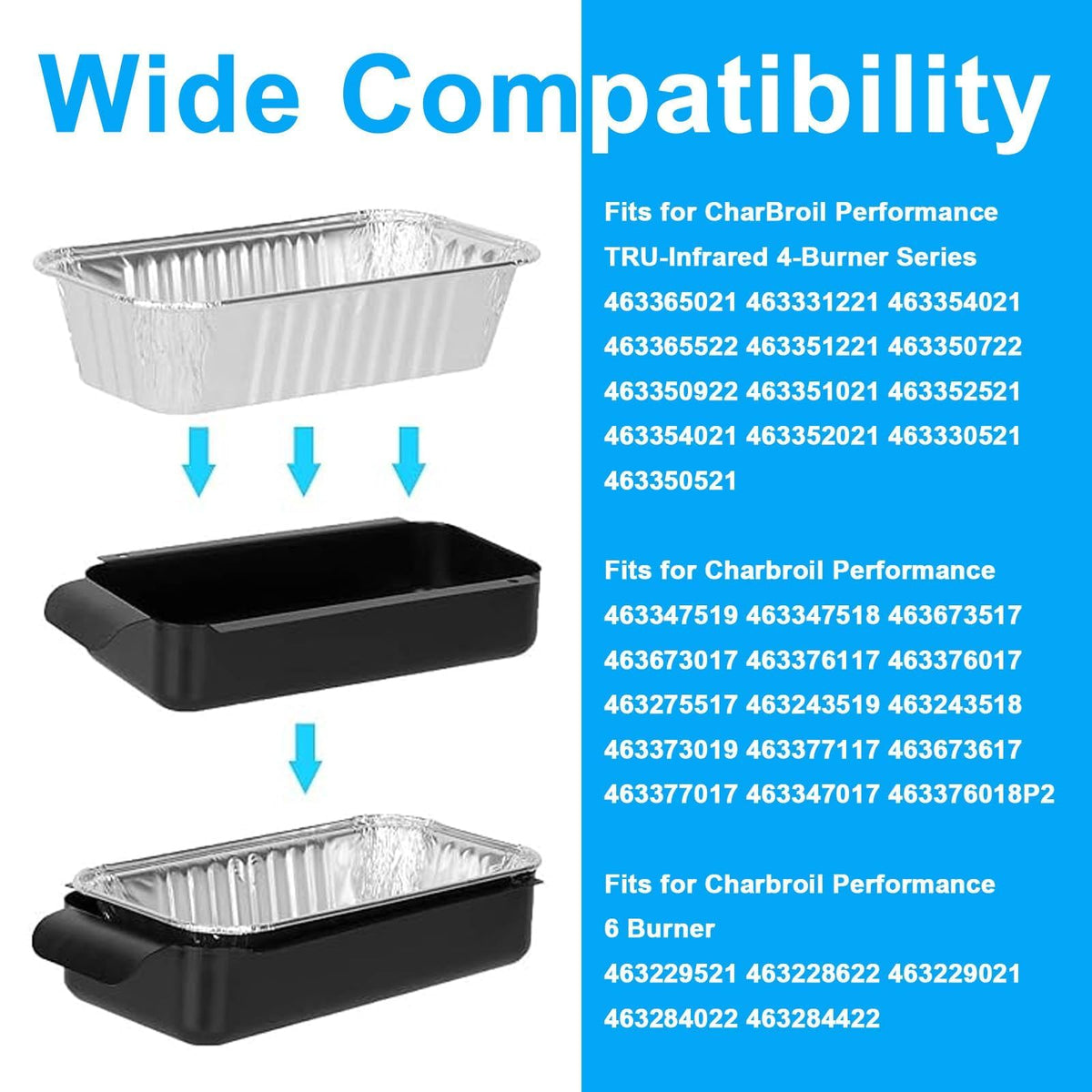 LS'BABQ grease tray fits CharBroil TRU infrared 4 burner grills for cleaner drippings.