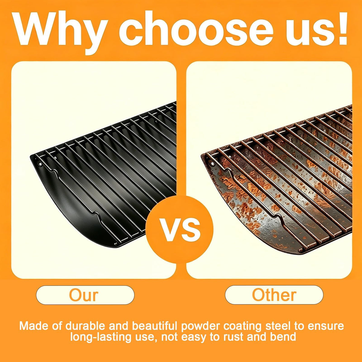LS'BABQ heavy-duty powder-coated steel construction resists rust