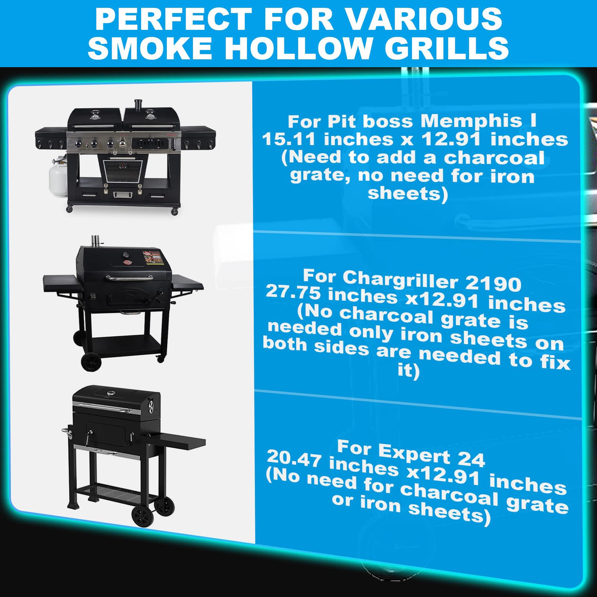 LS'BABQ stretchable tray for Chargriller 2190/PS9900, durable alloy steel withstands high temperatures.