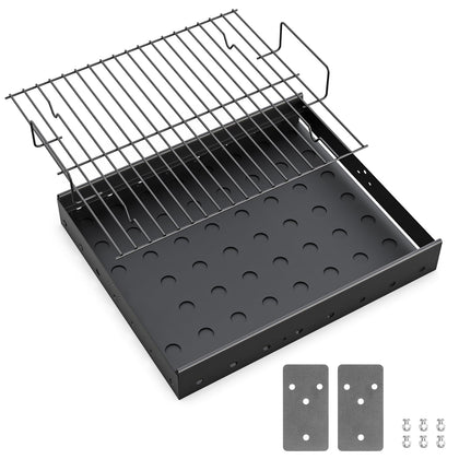 LS'BABQ stretchable charcoal tray for Pit Boss Memphis I, adaptable length for versatile grilling.