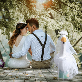 LSMVPP silver crown enhances outdoor goose display for weddings