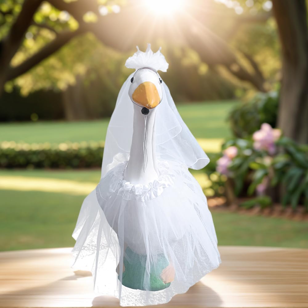 LSMVPP white tulle skirt brightens spring lawn goose scene
