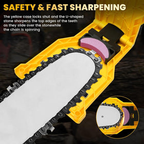 LSMYOTA universal chainsaw sharpener adapts to many bar sizes