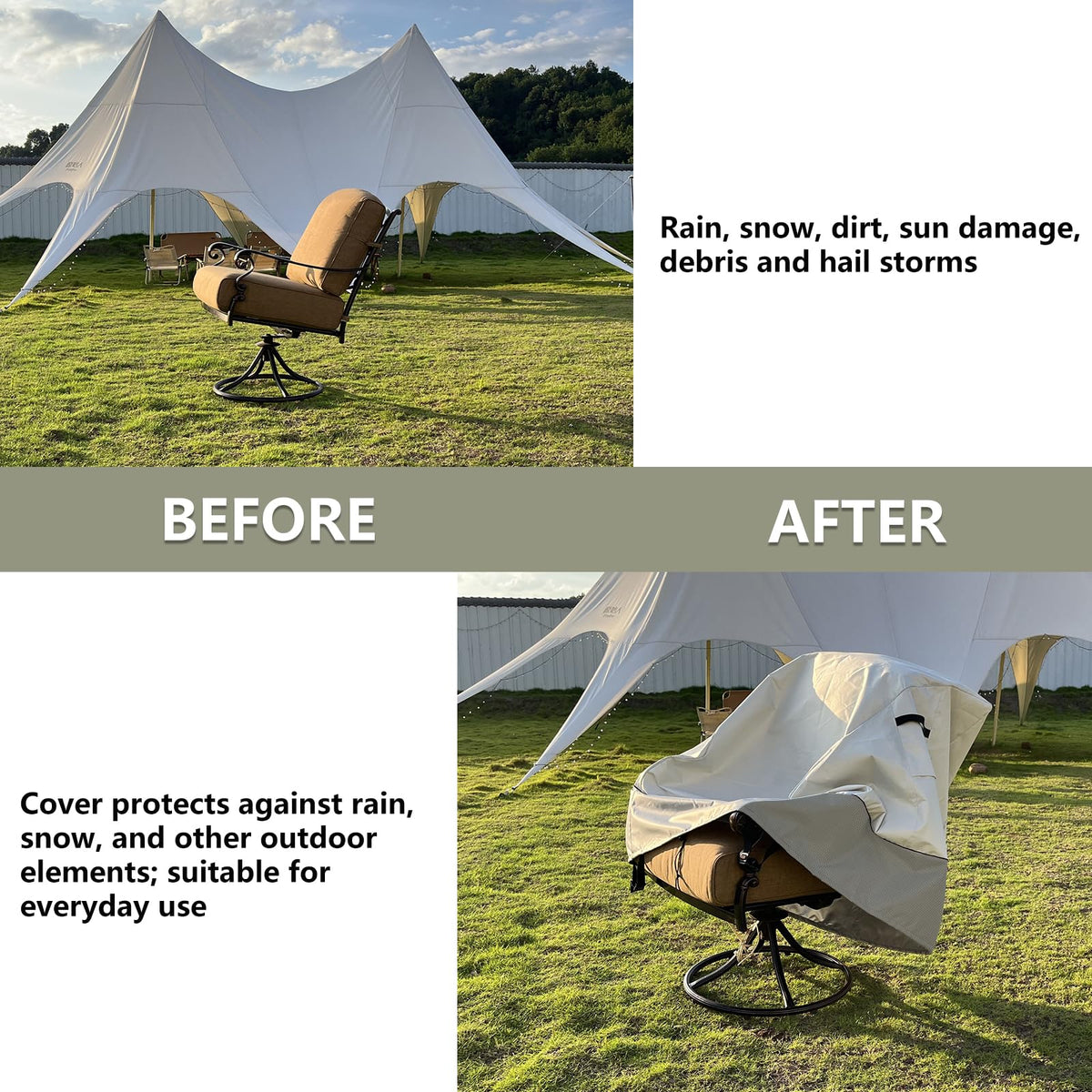 LSongSKY bottom cords seal the cover tightly around chairs.