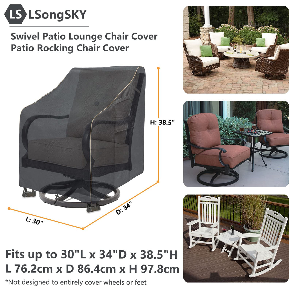 LSongSKY drawstring hem close-up demonstrates snug, wind-resistant fit for outdoor chairs.
