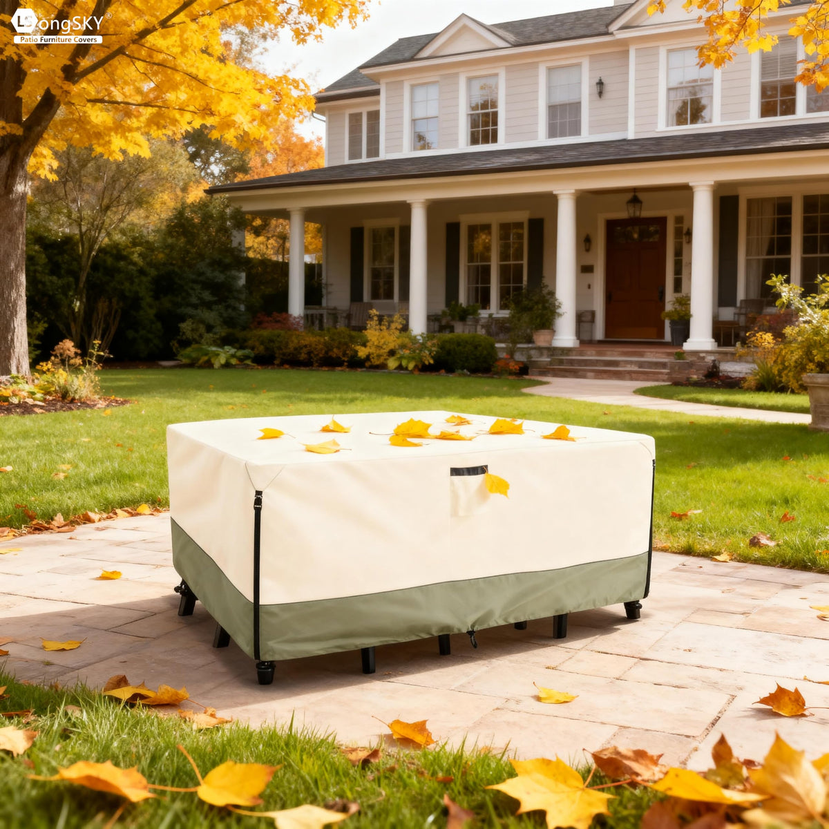 LSongSKY beige color cover complements patio furniture while protecting it