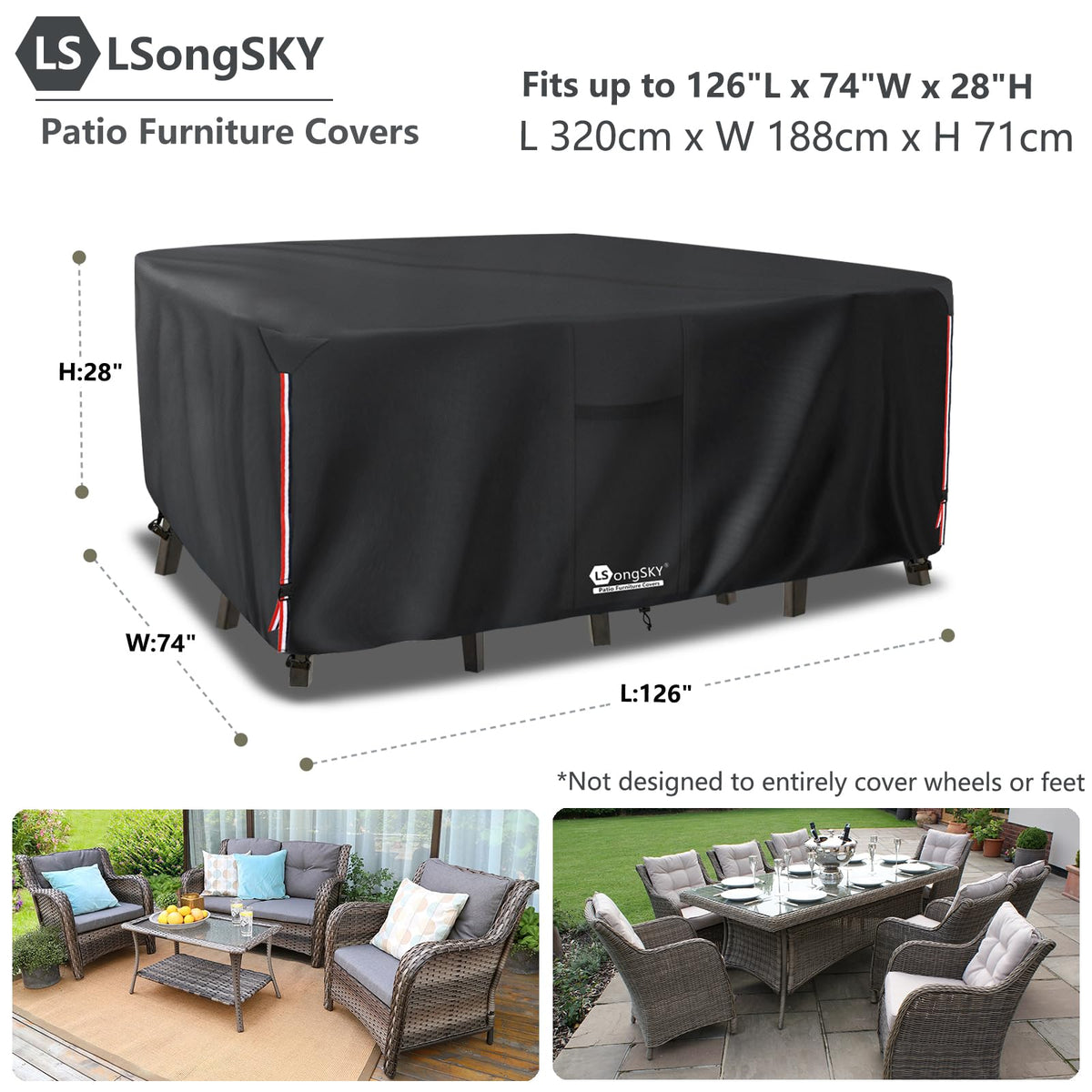 LSongSKY cover with drawstrings keeps it secure on windy days