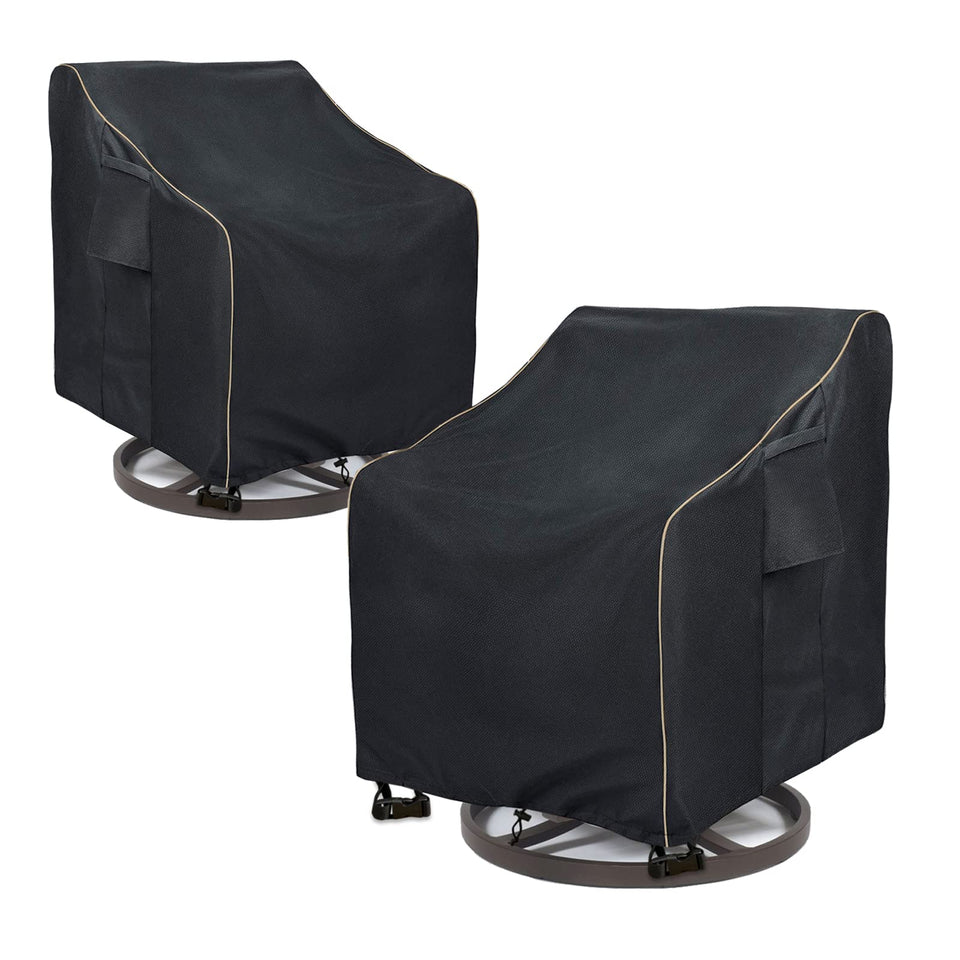 LSongSKY outdoor swivel lounge chair cover front view shows full fit and weatherproof material.