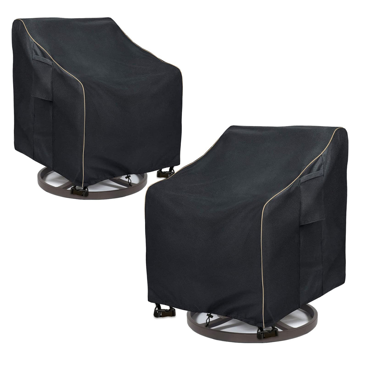LSongSKY swivel lounge chair cover front view protects a 30x34x38.5 inch chair from rain and sun.