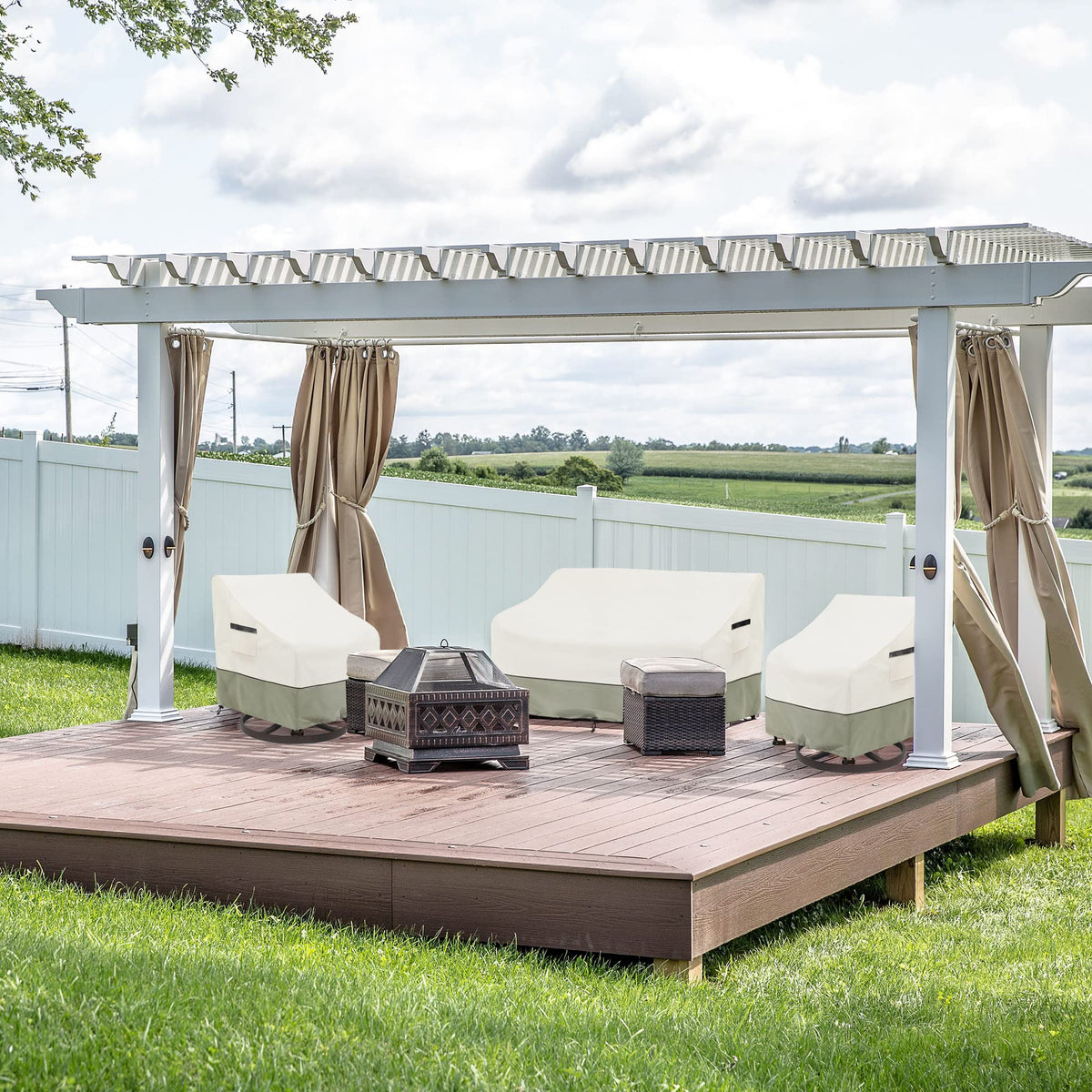 LSongSKY beige gray-green color blends with outdoor decor