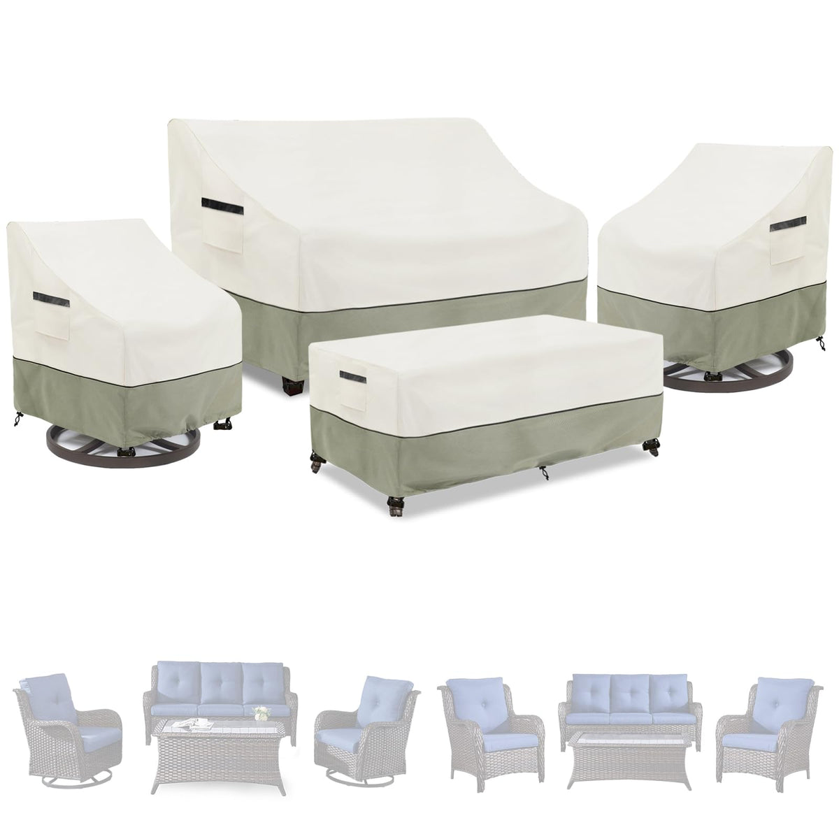 LSongSKY swivel chair cover protects outdoor seating from rain and debris.