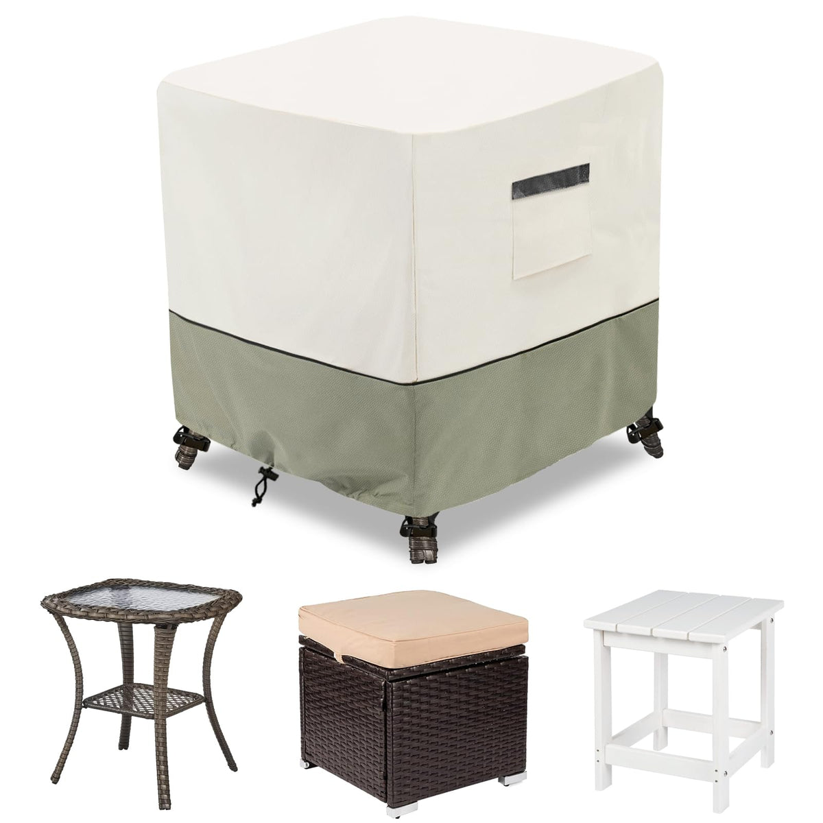 LSongSKY wicker table cover close-up showing durable fabric protecting furniture from sun