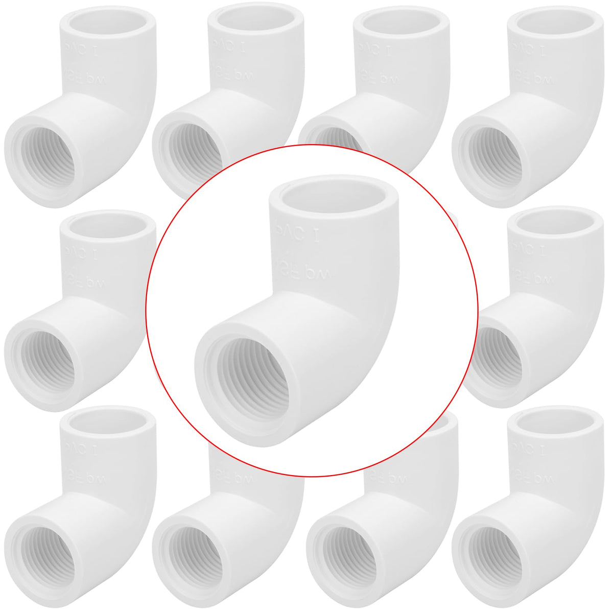 LSWTEIZ 12-pack 90-degree PVC elbow with socket and female thread for secure connections.