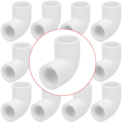 LSWTEIZ 12-pack 90-degree PVC elbow with socket and female thread for secure connections.