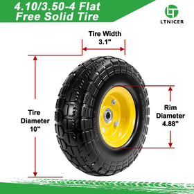LTNICER 10-inch tire side view, ready for heavy-duty use.