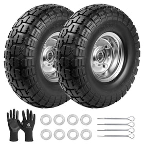 LTNICER 10-inch solid flat-free tire side view for durable outdoor cart performance.