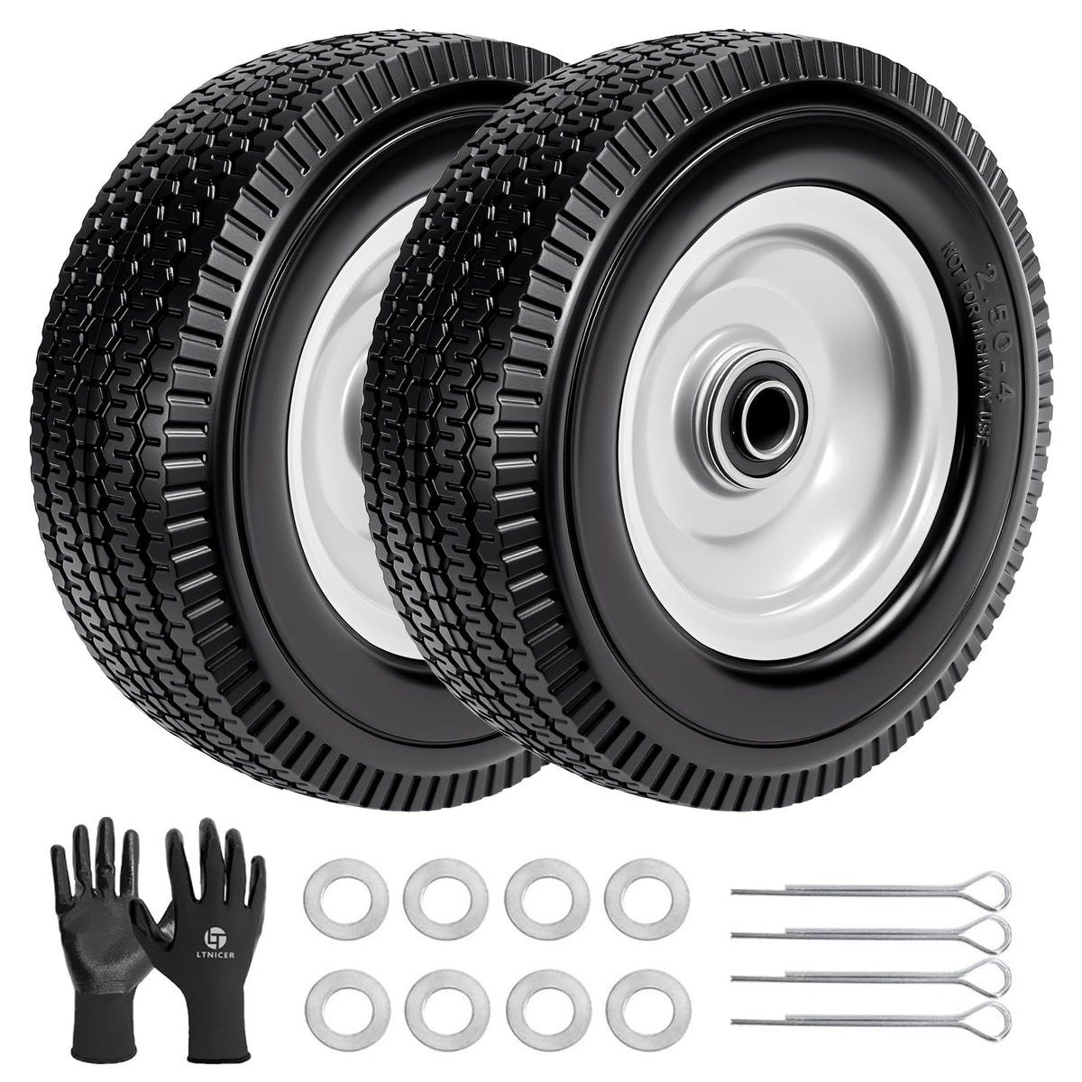 LTNICER 10-inch solid tire with wheel for garden carts offers puncture-free reliability.