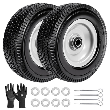 LTNICER 10-inch solid tire with wheel for garden carts offers puncture-free reliability.