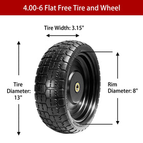 LTNICER 13-inch solid wheel assembly for yard carts