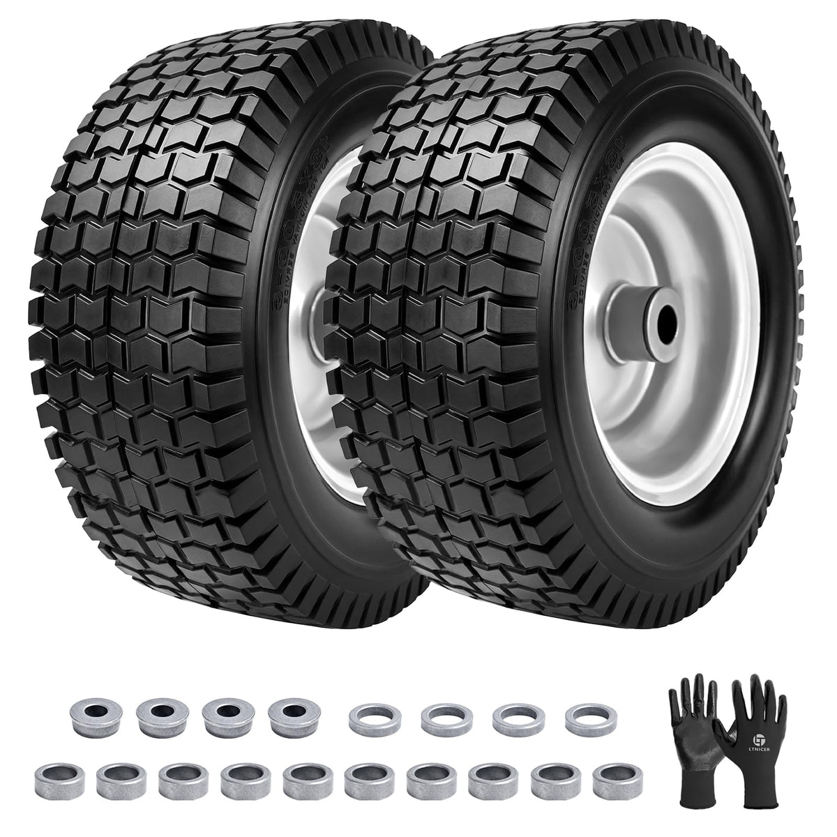 LTNICER 13x5-6 flat-free tire with wheel, puncture-proof for maintenance-free lawn care