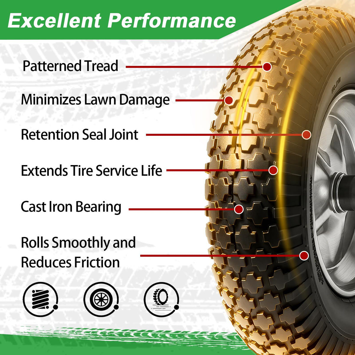 LTNICER puncture-resistant 16-inch tire with steel rim