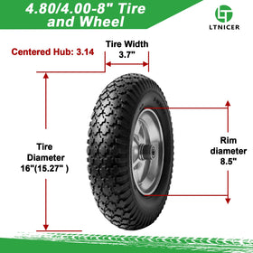 LTNICER 16-inch flat-free tire with 5/8 bore for cart axles