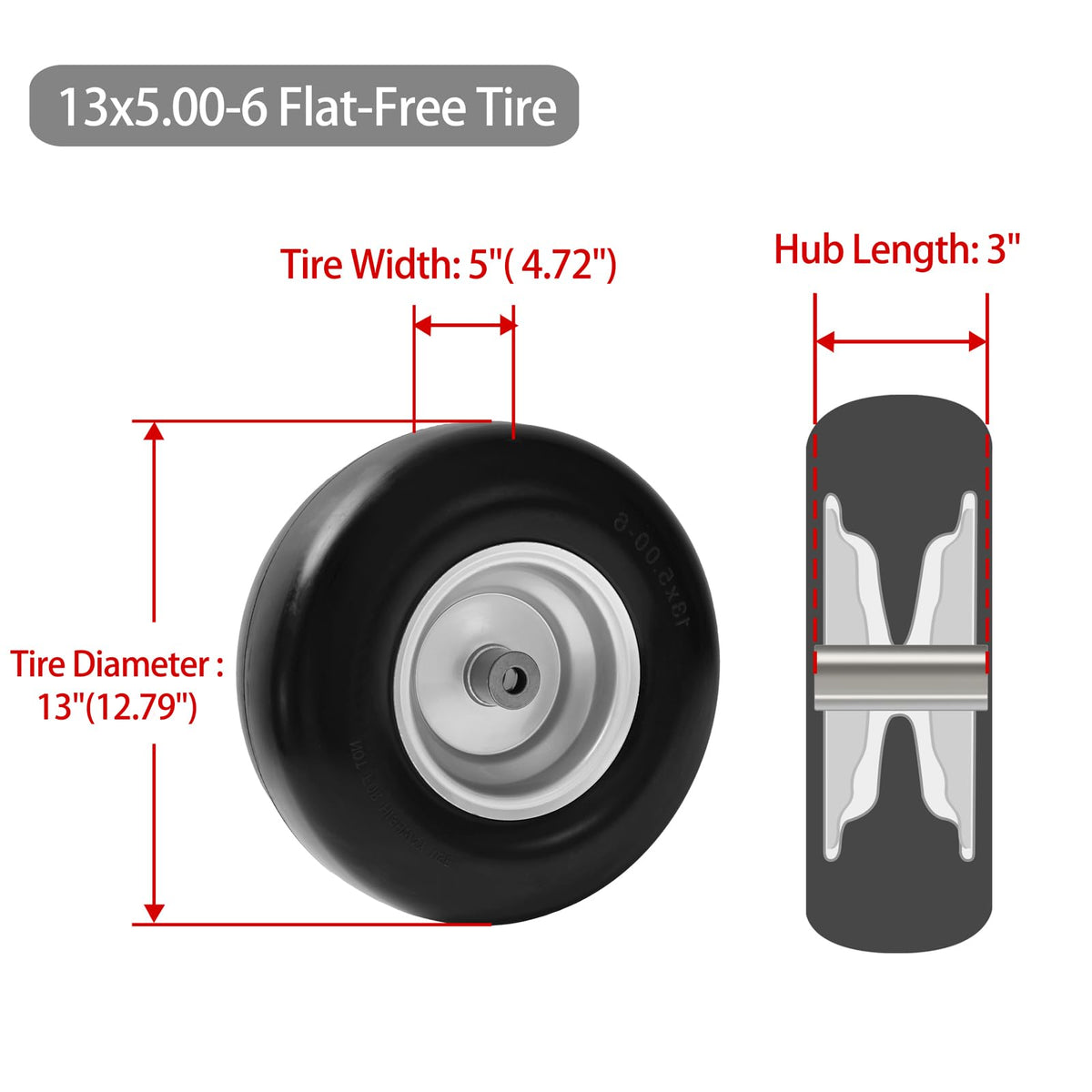 LTNICER front tire with seamless tread design suitable for lawns.